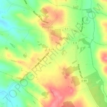 Espagne Sud topographic map, elevation, terrain
