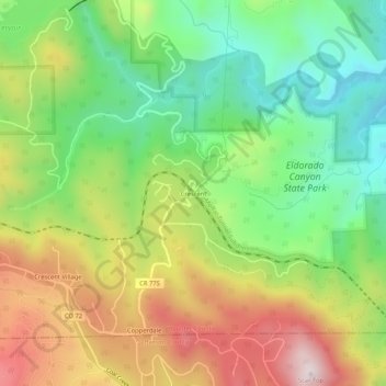 Crescent topographic map, elevation, terrain