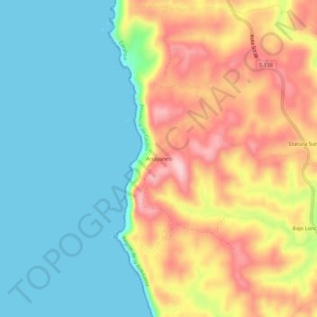 Arrayanes topographic map, elevation, terrain