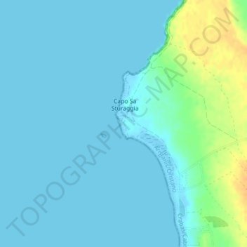 Portu Suedda topographic map, elevation, terrain