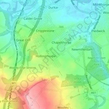 Hall Green topographic map, elevation, terrain