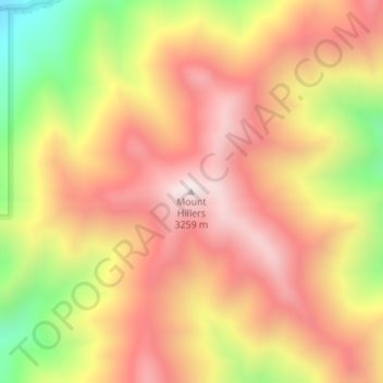 Mount Hillers topographic map, elevation, terrain