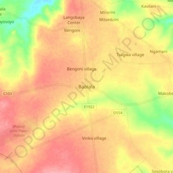 Baolala topographic map, elevation, terrain