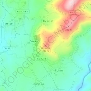 São Julião topographic map, elevation, terrain