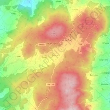 Seixoso topographic map, elevation, terrain