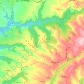 La Ténèze topographic map, elevation, terrain