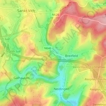 Wiesenbach topographic map, elevation, terrain