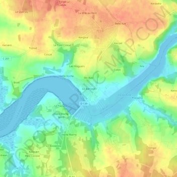 Le Barrage topographic map, elevation, terrain