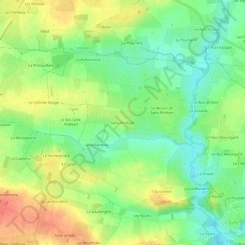 Saint-Philibert topographic map, elevation, terrain