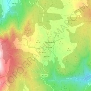 Pinzás topographic map, elevation, terrain