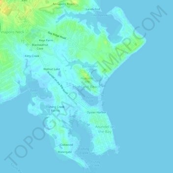 Highland Beach topographic map, elevation, terrain