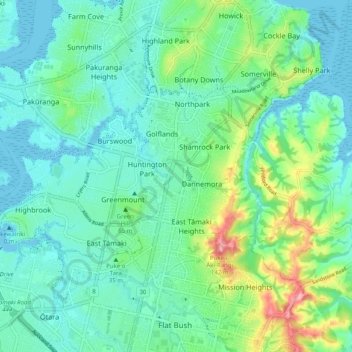 Botany topographic map, elevation, terrain