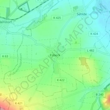Esbeck topographic map, elevation, terrain