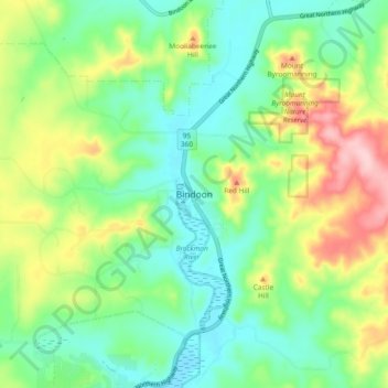 Bindoon topographic map, elevation, terrain