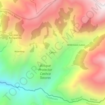 Cañivi topographic map, elevation, terrain