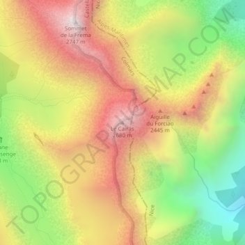 Le Cairas topographic map, elevation, terrain