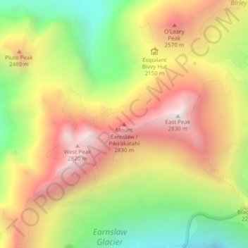 Mount Earnslaw topographic map, elevation, terrain