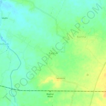 Baghai topographic map, elevation, terrain