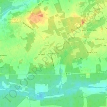 La République topographic map, elevation, terrain