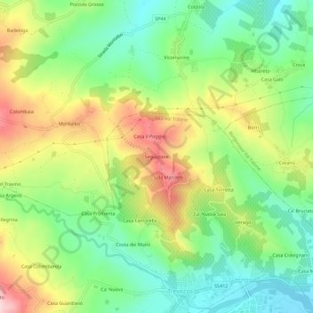 Seguzzone topographic map, elevation, terrain