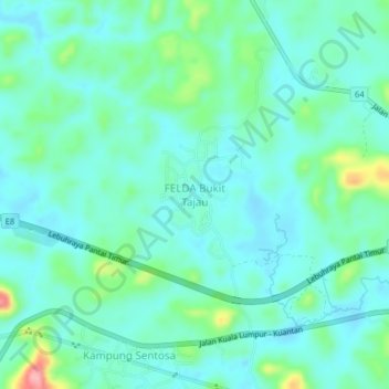FELDA Bukit Tajau topographic map, elevation, terrain