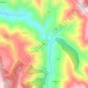 Laxo topographic map, elevation, terrain