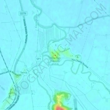 Colle San Pastore topographic map, elevation, terrain