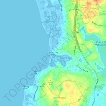 Saconesset Hills topographic map, elevation, terrain