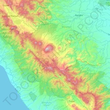 Jangkat Timur topographic map, elevation, terrain