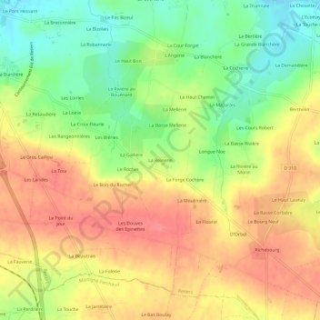La Reinerie topographic map, elevation, terrain