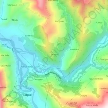 Rautela topographic map, elevation, terrain