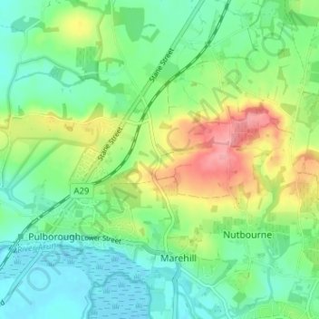 Broomershill topographic map, elevation, terrain