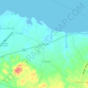Caticugan topographic map, elevation, terrain