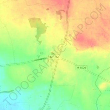 Skåne-Tranås topographic map, elevation, terrain