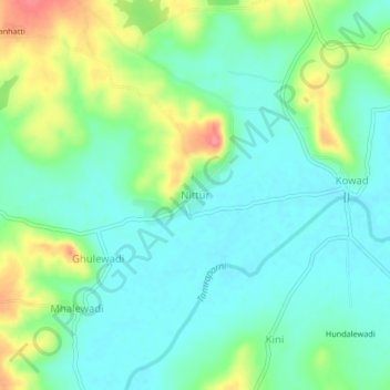 Nittur topographic map, elevation, terrain