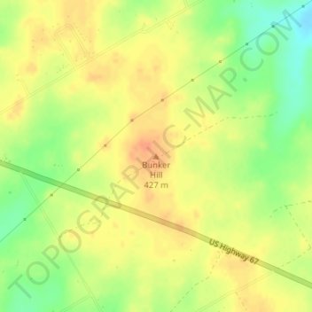Bunker Hill topographic map, elevation, terrain