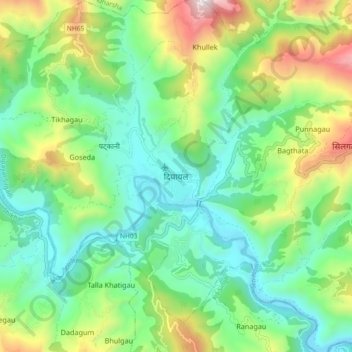 Dipayal topographic map, elevation, terrain