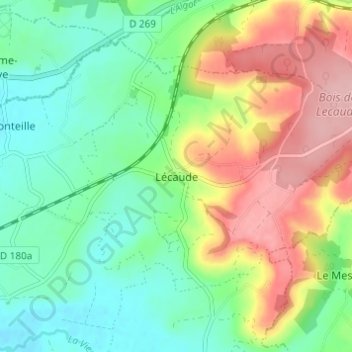 Lécaude topographic map, elevation, terrain