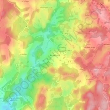 Le Madelbos topographic map, elevation, terrain