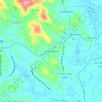 Vettymukal topographic map, elevation, terrain