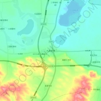 Jiuliancheng topographic map, elevation, terrain