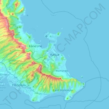 Kailua topographic map, elevation, terrain