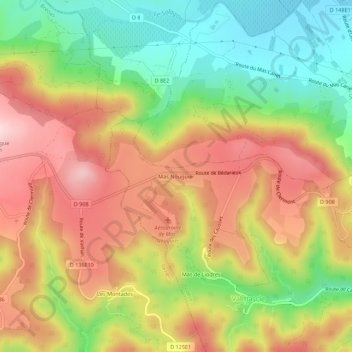 Mas Nouguier topographic map, elevation, terrain
