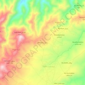 Berhout برغوت topographic map, elevation, terrain