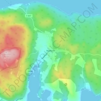 Mjällom topographic map, elevation, terrain