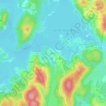 Vauveix topographic map, elevation, terrain