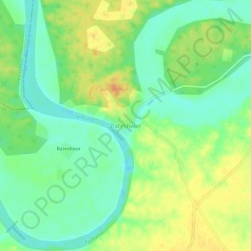 Bateshwar topographic map, elevation, terrain
