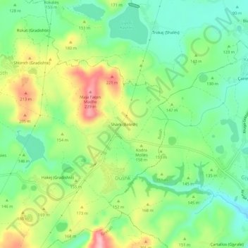 Shark (Belesh) topographic map, elevation, terrain