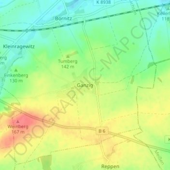 Ganzig topographic map, elevation, terrain