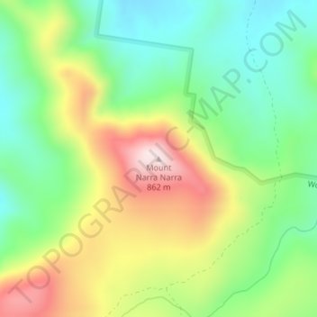 Mount Narra Narra topographic map, elevation, terrain